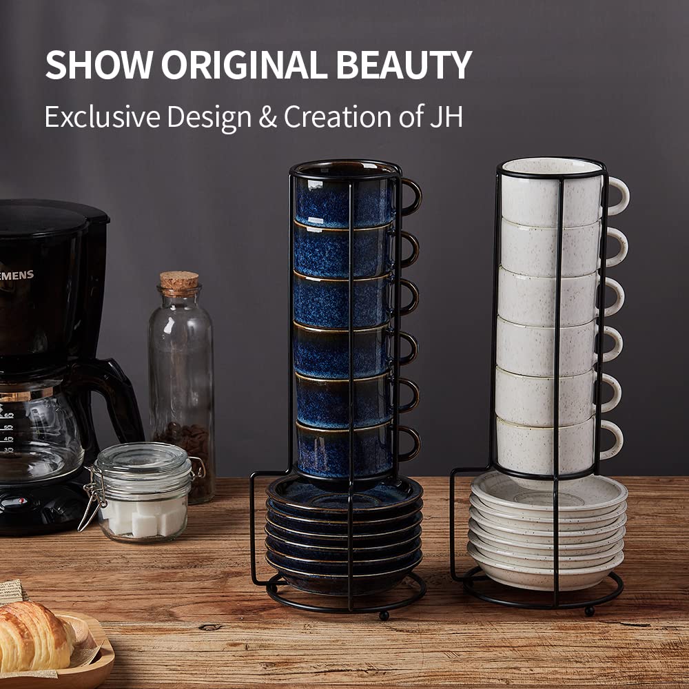 JIEMEI HOME space-saving stackable design reduces counter clutter.