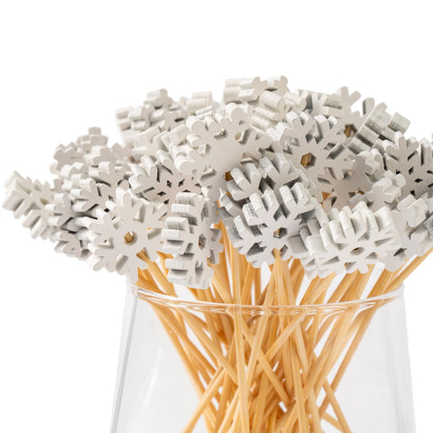 Jiesky 5in bamboo toothpicks add charm to cocktails and hors d'oeuvres at gatherings.