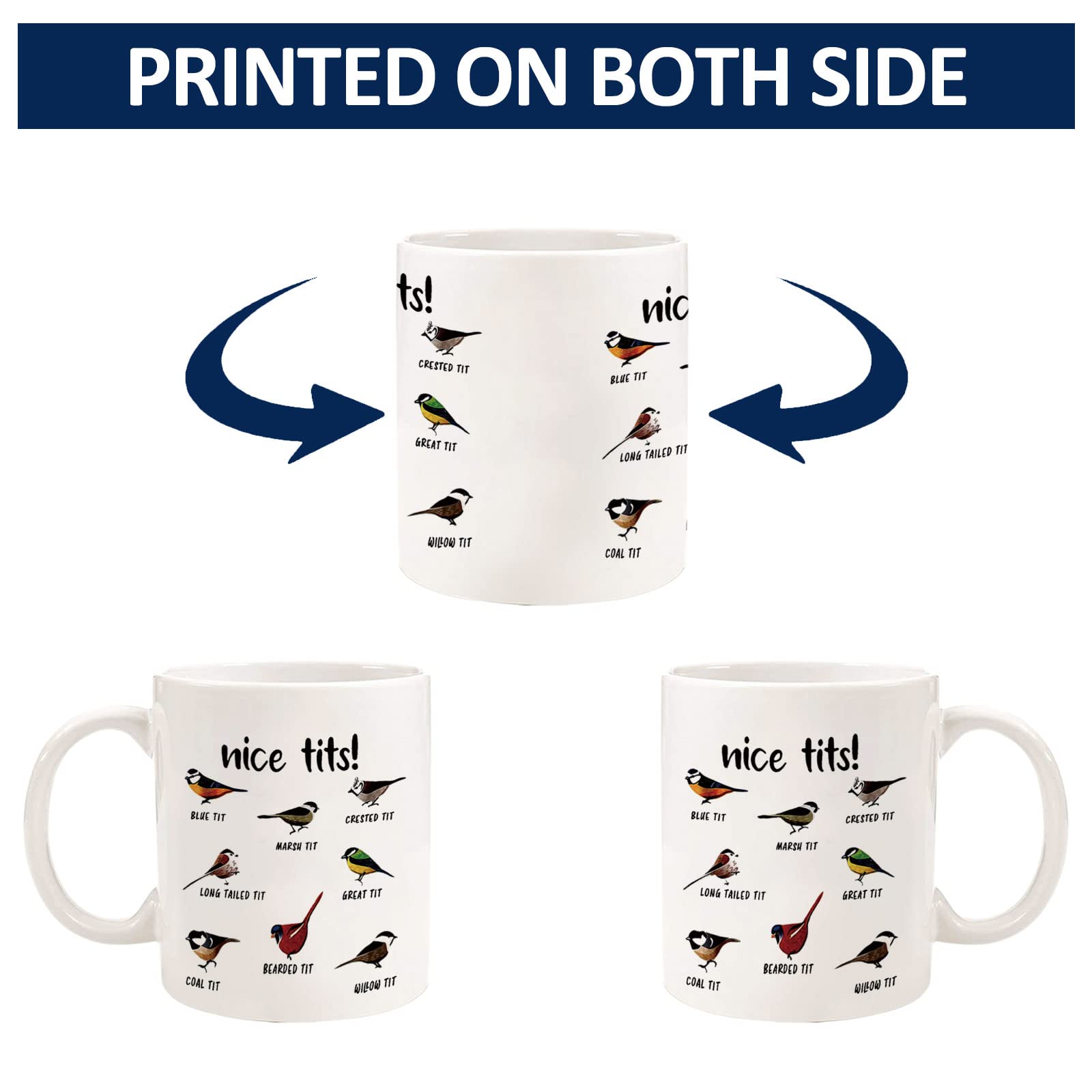 Jigfoxy Nice Tits Bird Mug both-sides print visible from any angle