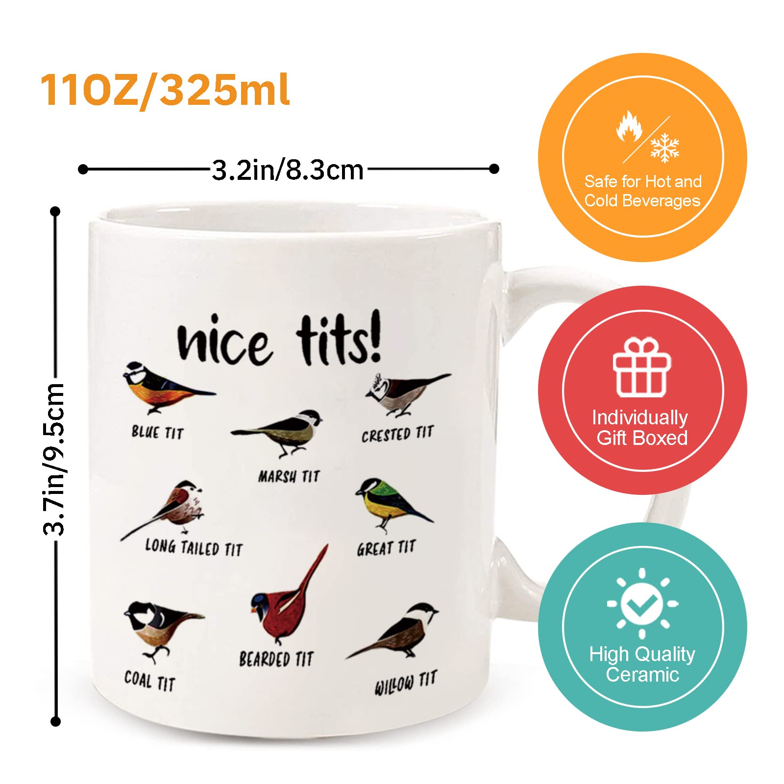 Jigfoxy Nice Tits Bird Mug top-down view showing dual-side print
