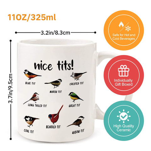 Jigfoxy Nice Tits Bird Mug top-down view showing dual-side print