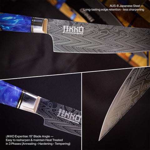 Jikko Eternal Wave bread knife for clean, confident slicing.