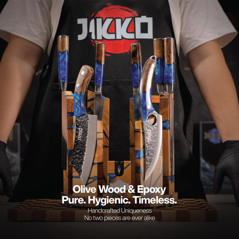 Jikko Eternal Wave cleaver knife for powerful chopping.