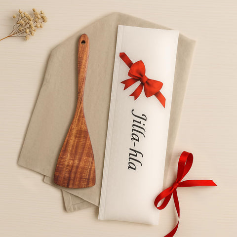 Jilla-hla acacia wood spatula for serving and stirring versatility.