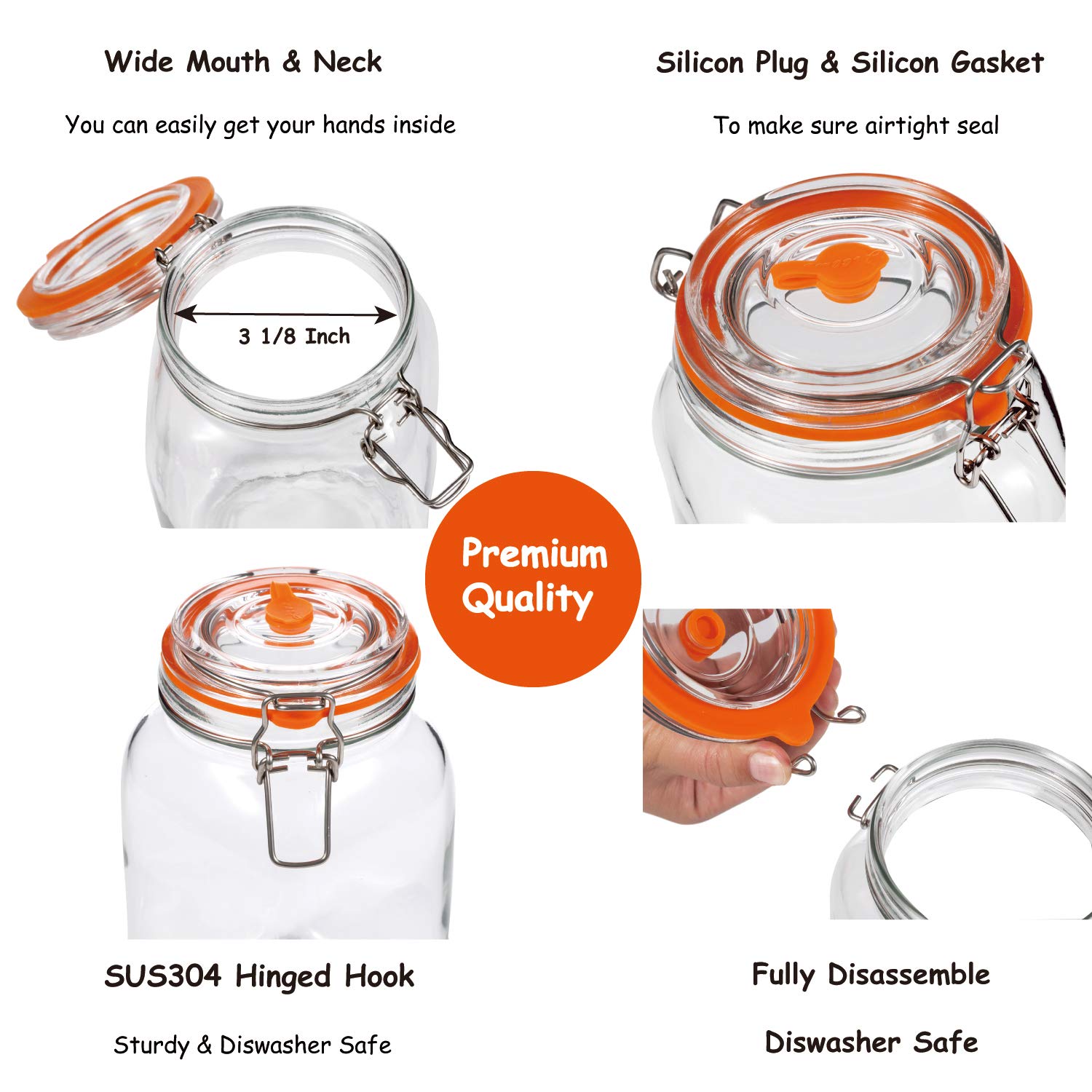 JILLMO 2L jar airtight lid keeps contents fresh.