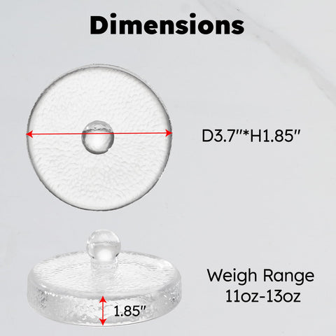 JILLMO weight side view, heavy glass provides reliable submerged brine.