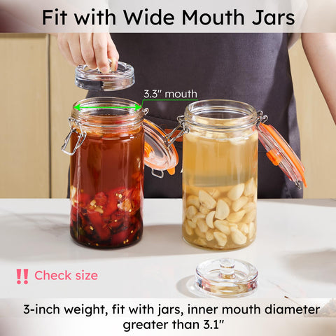 Jillmo glass fermentation weight keeps brine submerged for consistent results.