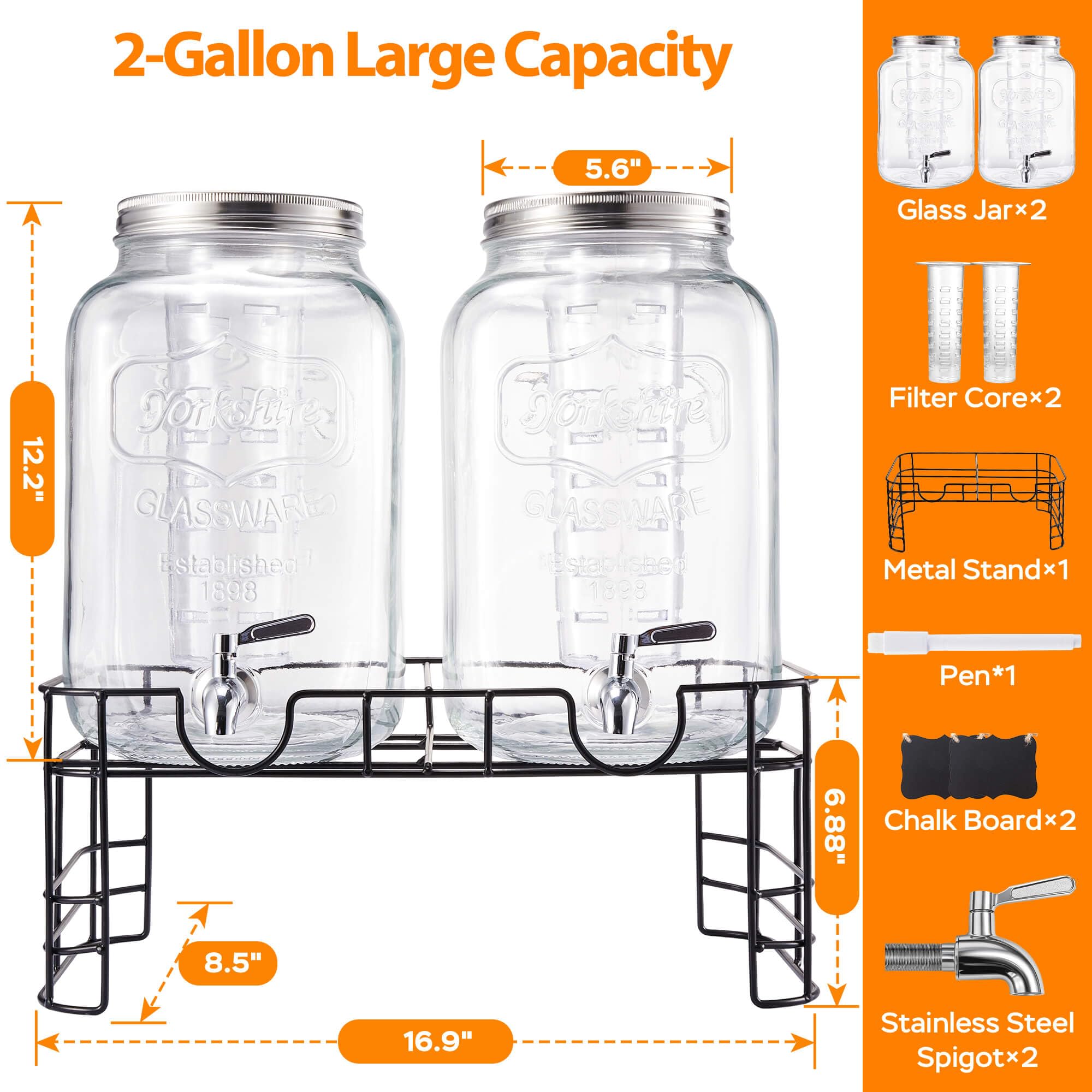 JILLSKY glass dispenser spigot 304 stainless steel for leak-free pouring.