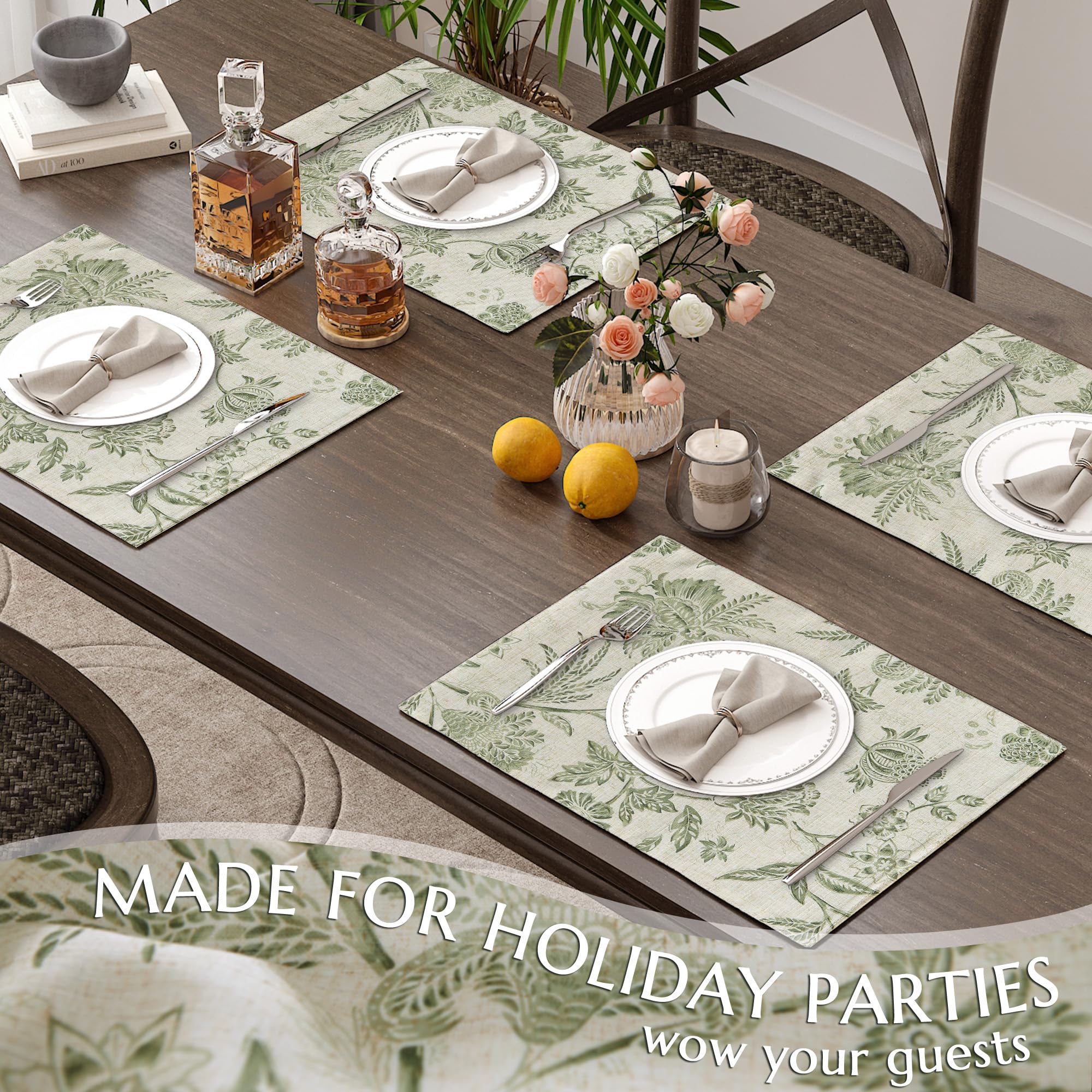Jinchan placemats on a glass table highlighting quick-dry fabric