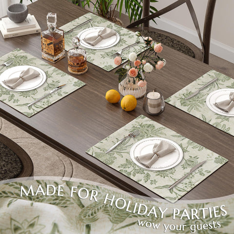 Jinchan placemats on a glass table highlighting quick-dry fabric