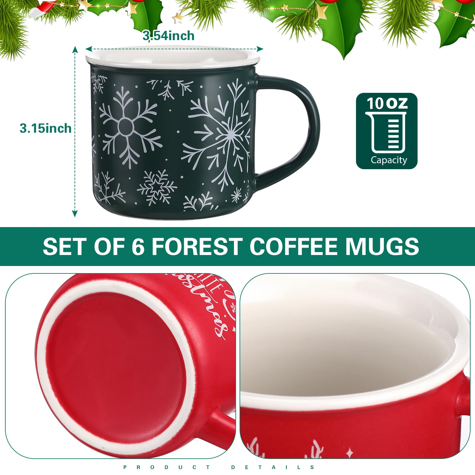 Jinei Christmas mug snowflake pattern ideal for holiday cocoa moments