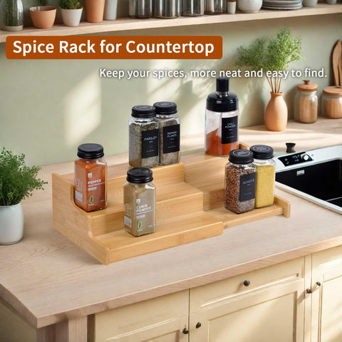 JinDoWin spice rack on countertop offers quick, stylish kitchen access.