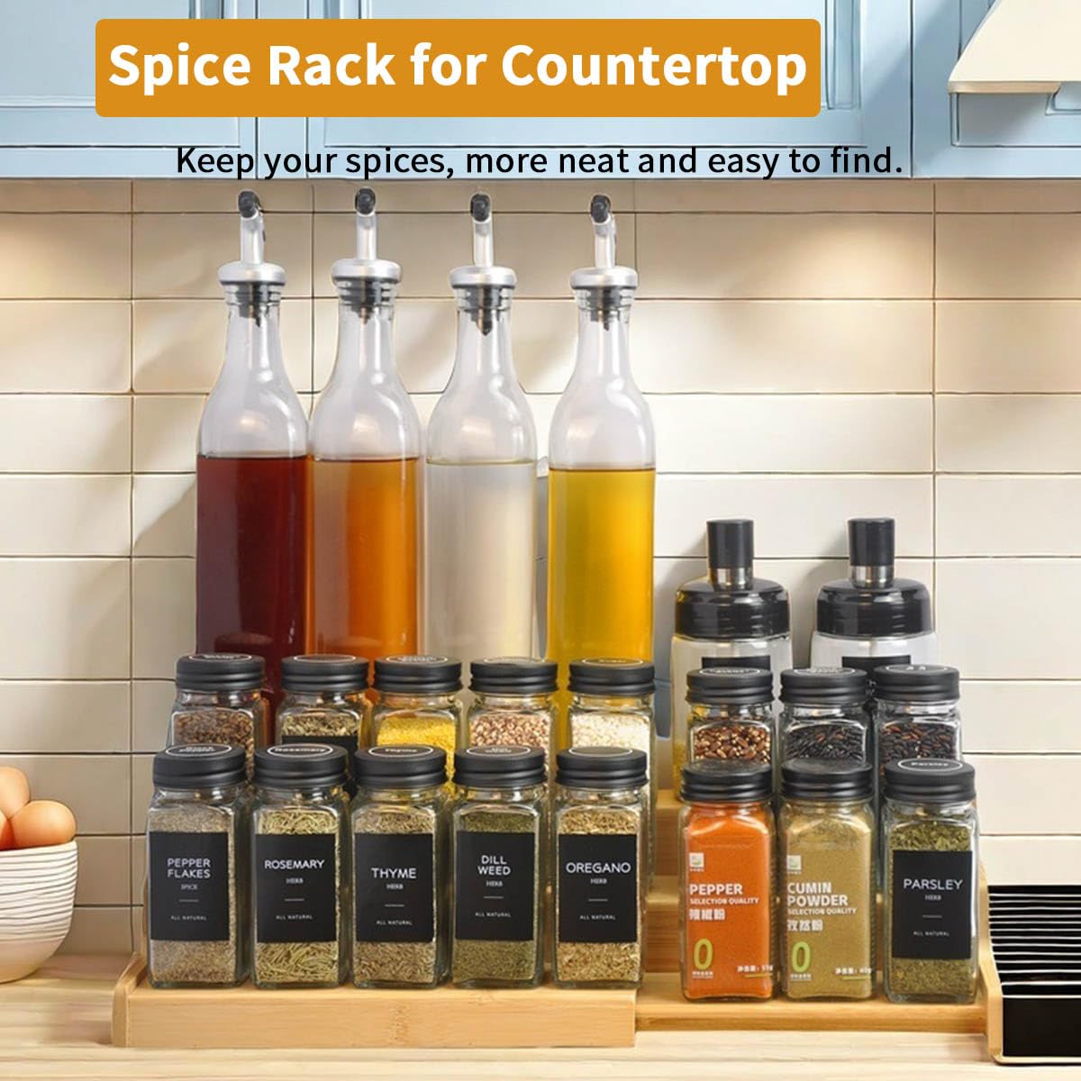 JinDoWin clear spacing helps locate spices quickly during busy cooking.
