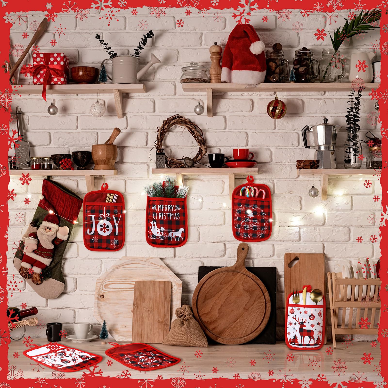 Jingmore 12-pack Christmas pot holders ideal for batch cooking and gifting.