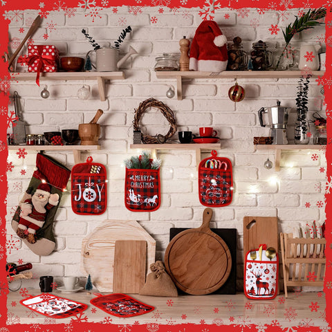 Jingmore 12-pack Christmas pot holders ideal for batch cooking and gifting.