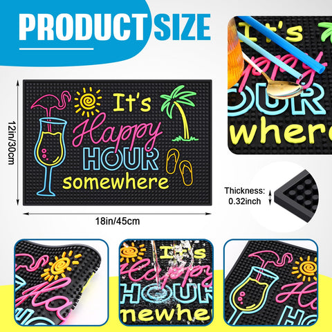 Jingmore bar mat featuring Happy Hour Somewhere design adds festive vibe to home bar.