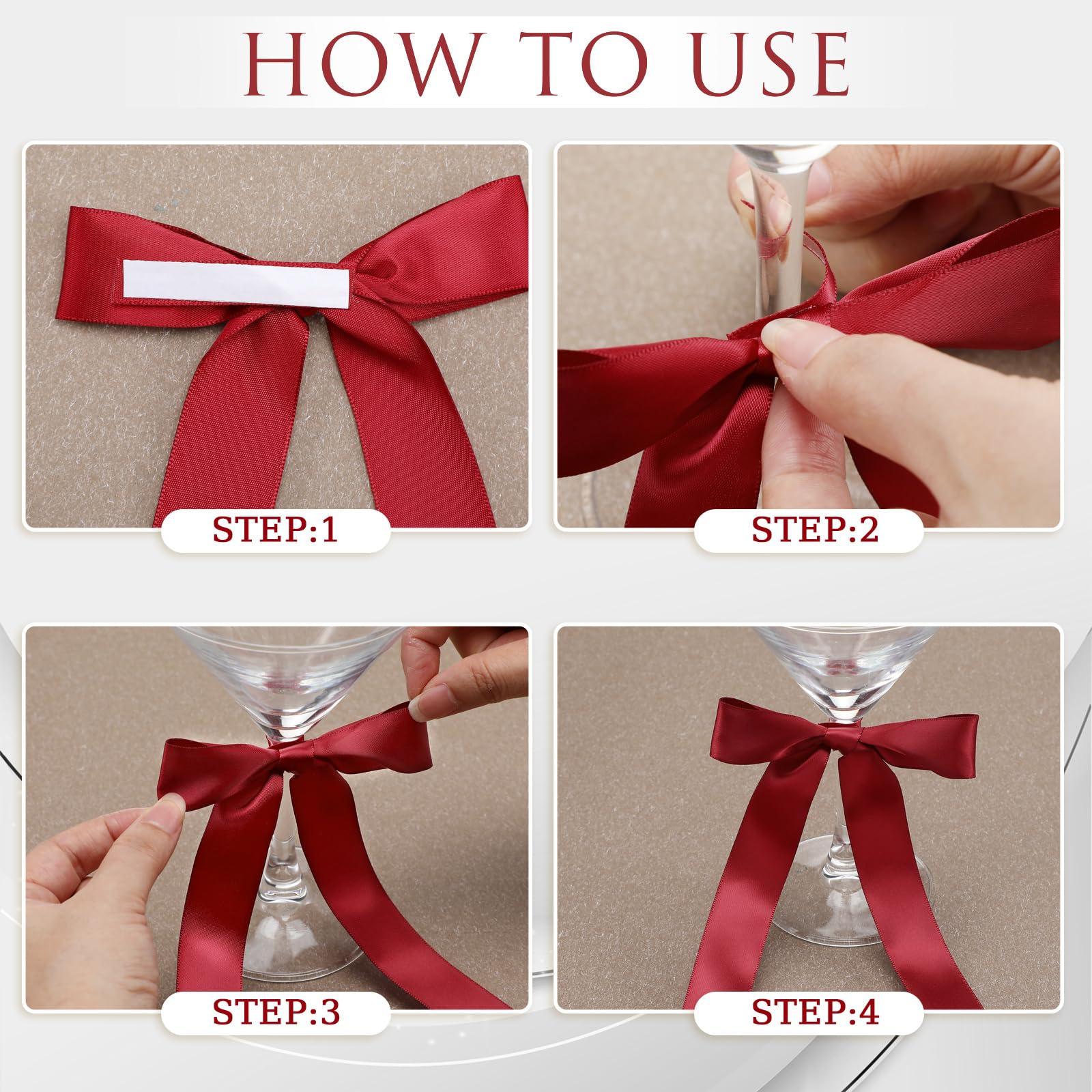 Jingmore bow with double-sided tape back fixes quickly