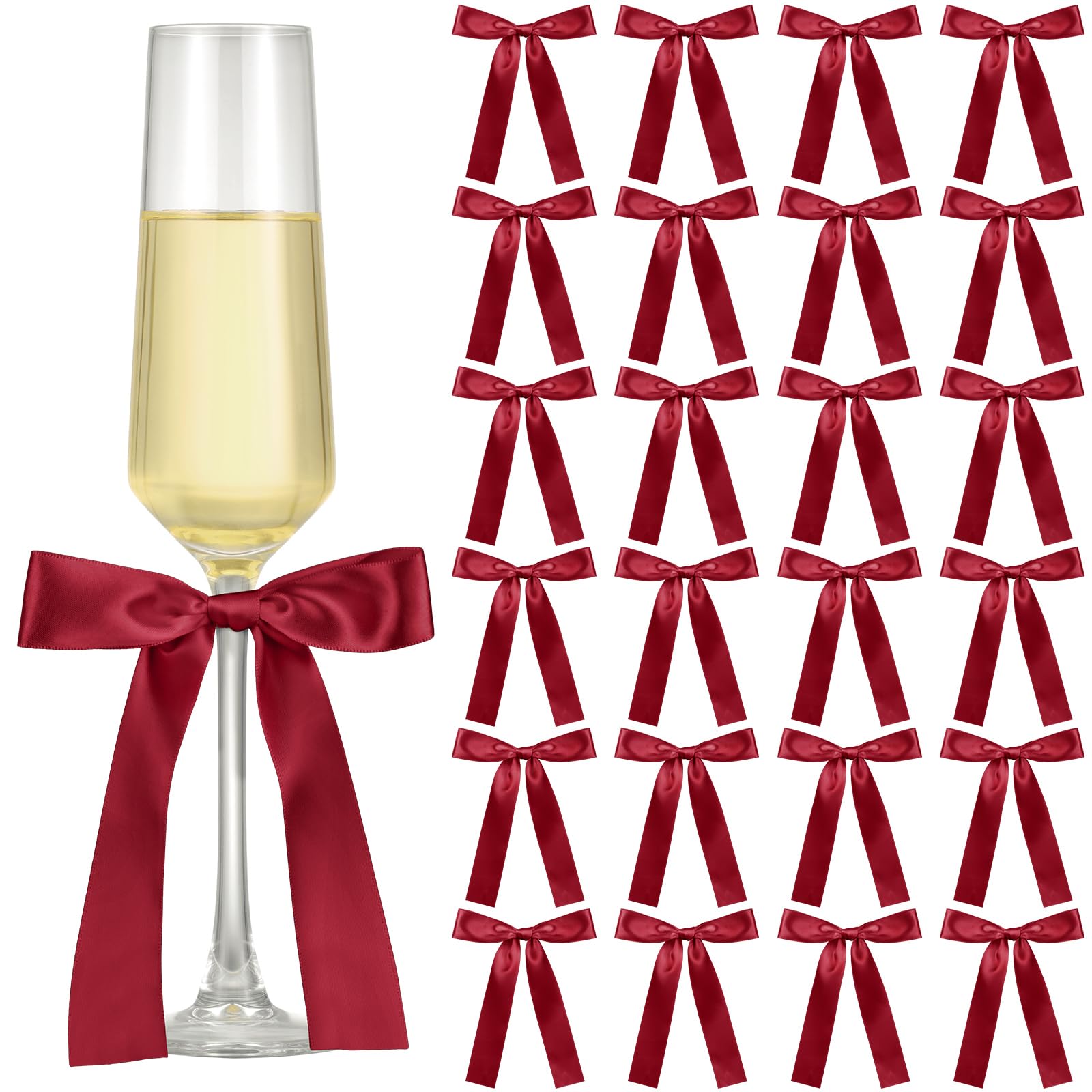 Jingmore burgundy wine-glass bow adds elegant decor to weddings