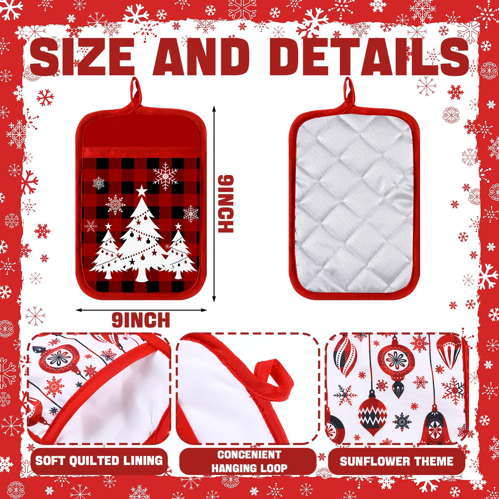 Jingmore cotton pot holder provides heat resistance with soft, comfortable grip.