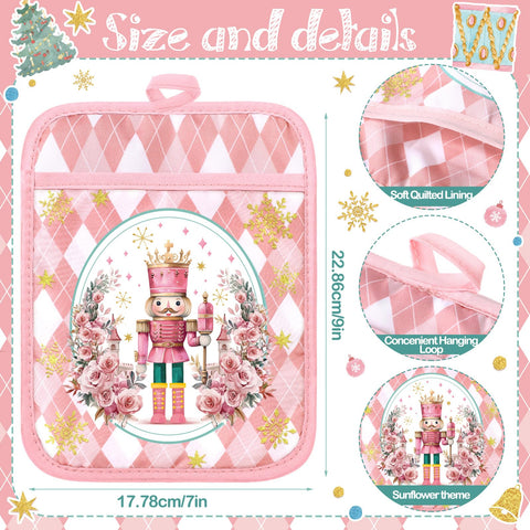 Jingmore Nutcracker motif pot holder set with seasonal style and grip