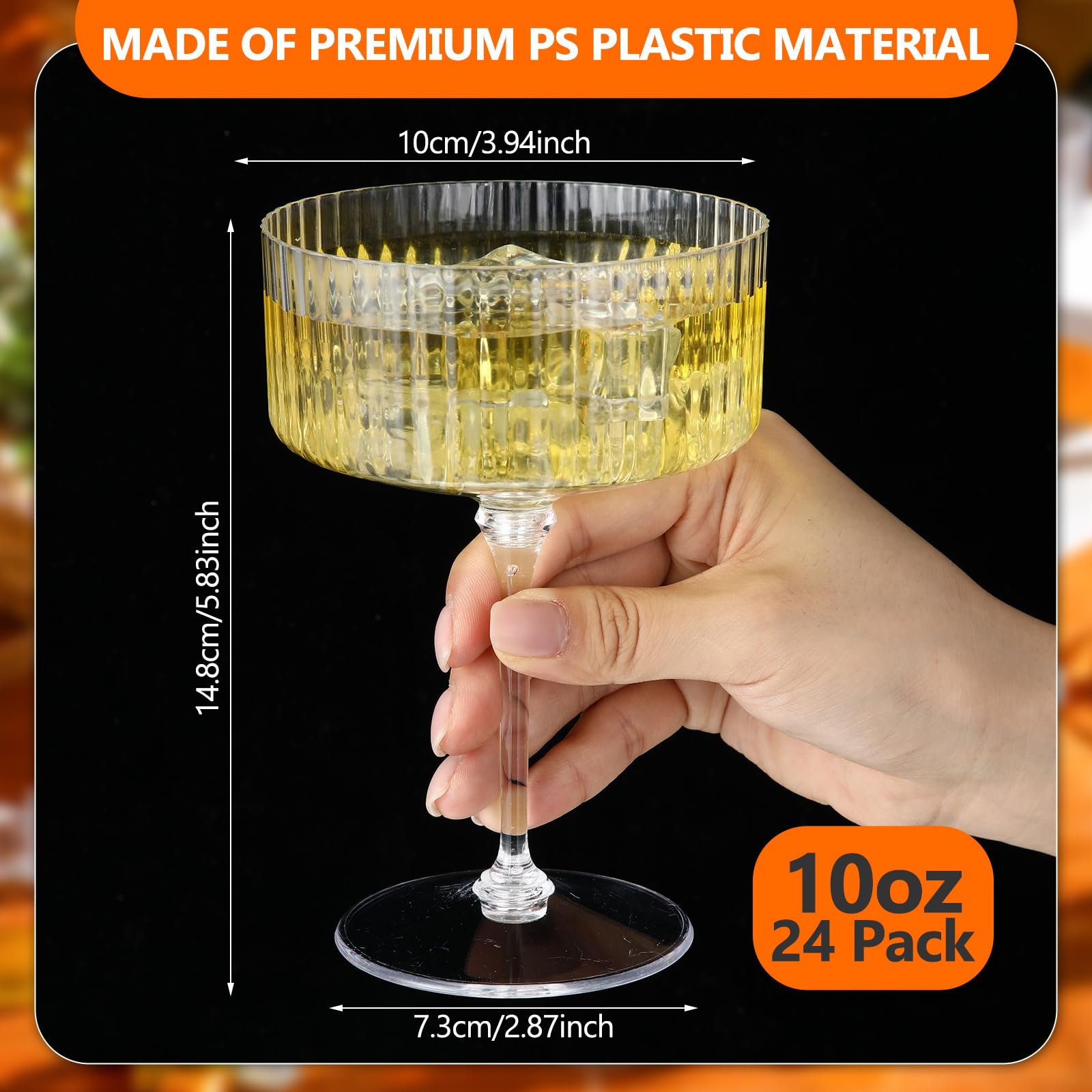 Jingmore plastic coupe glass clear body for easy viewing of drinks