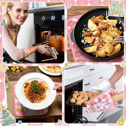 Jingmore pocket oven mitt demonstrates secure grip for hot dishes