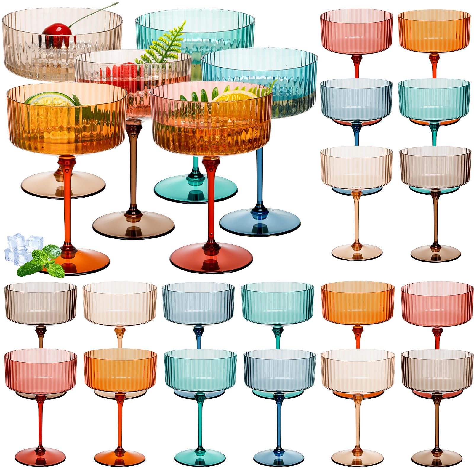 Jingmore ribbed 10oz martini glass with durable plastic for elegant entertaining.