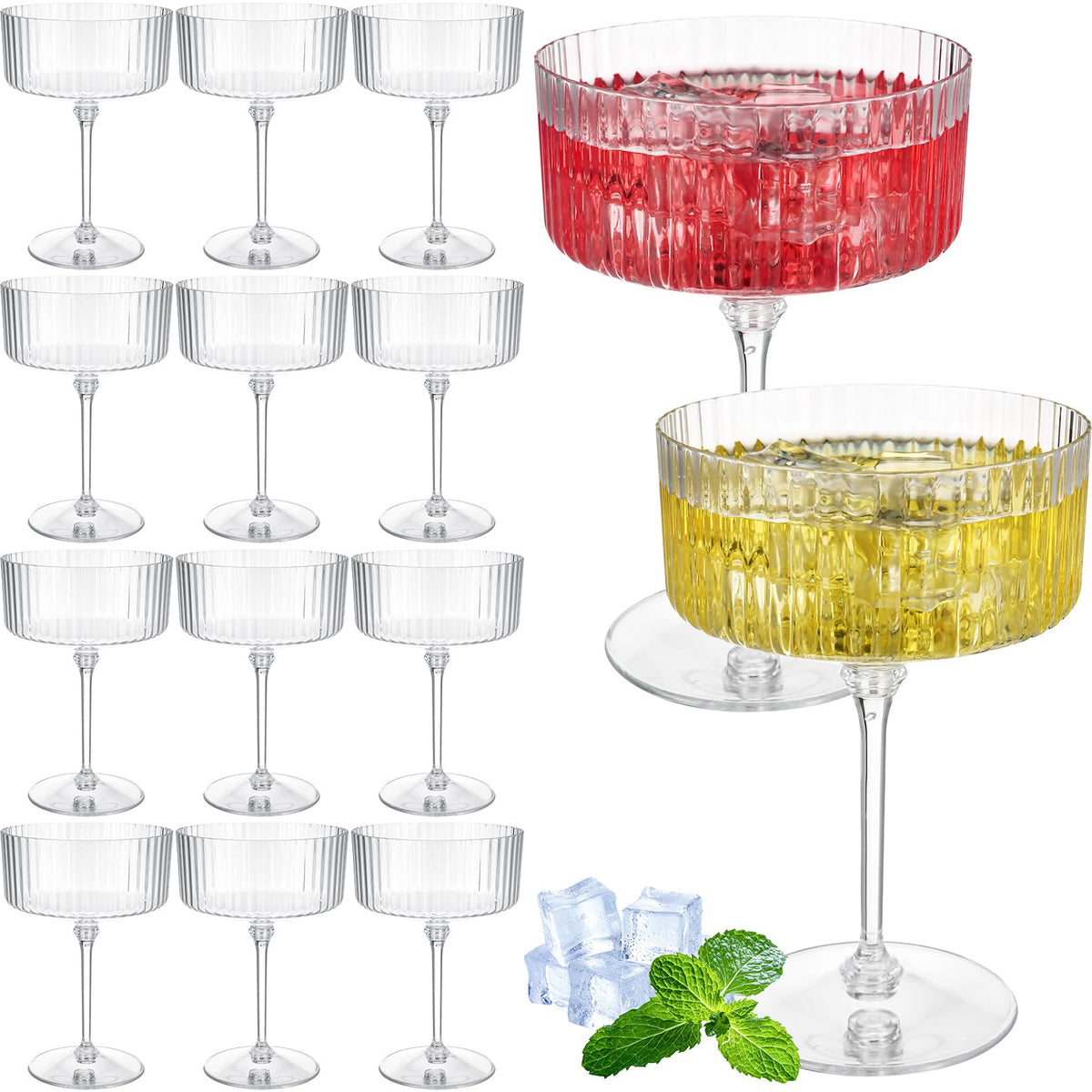 Jingmore ribbed martini glasses 12-pack, 10 oz, perfect for upscale home entertaining.