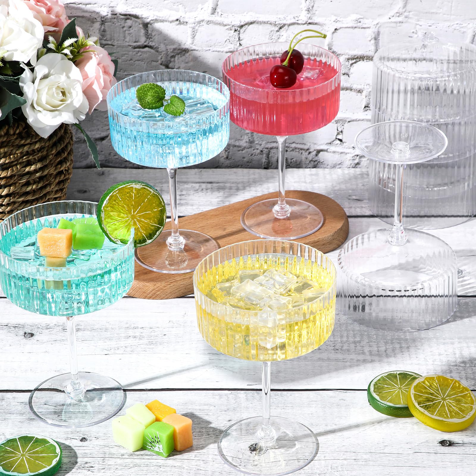 Jingmore stackable cocktail glasses, 12-piece set, save space for events and storage.