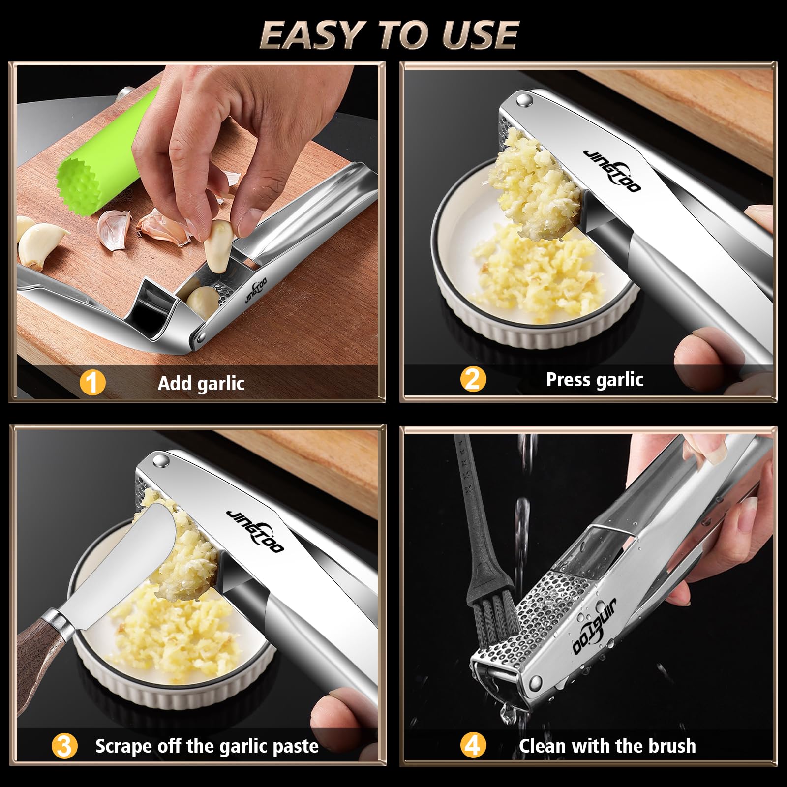 Premium packaging of JINGTOO garlic press makes a great gift.