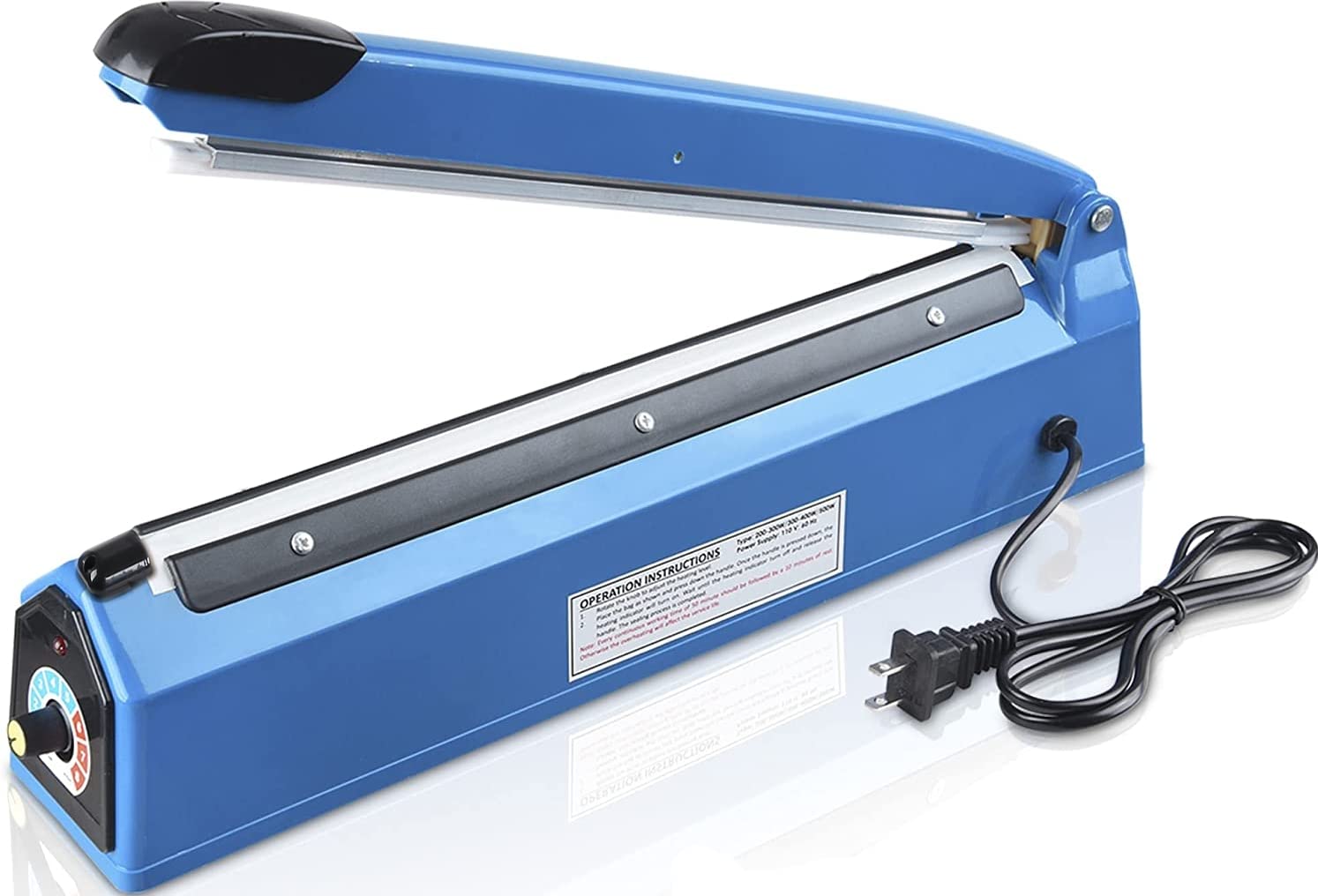 Jinhong impulse heat sealer front view, compact design for home use.