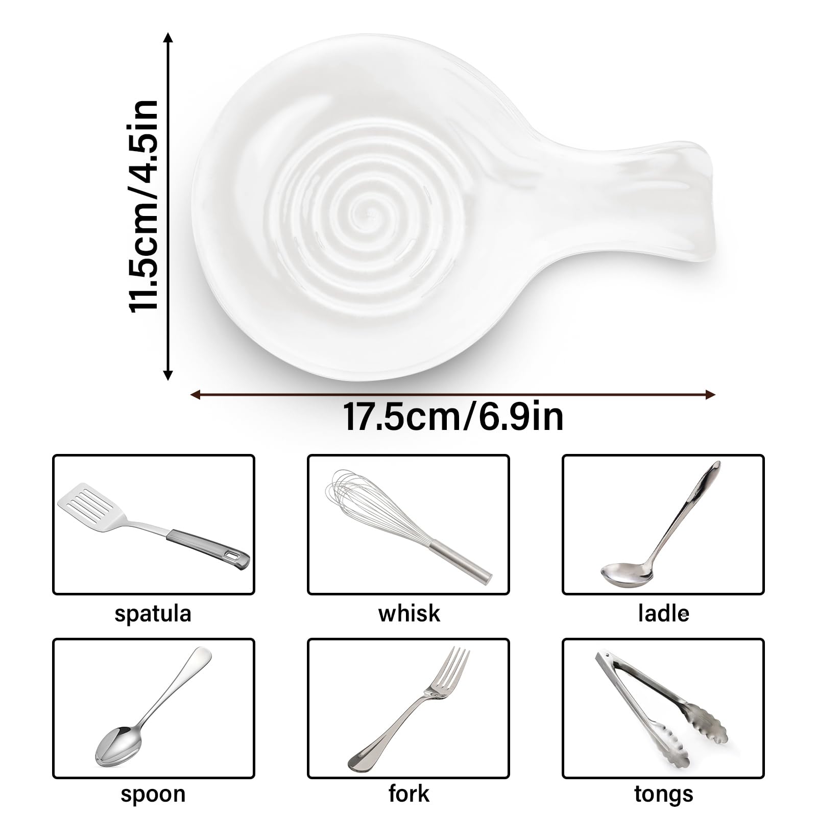 Sleek swirl design of the JINIHFW spoon rest adds artistic flair.