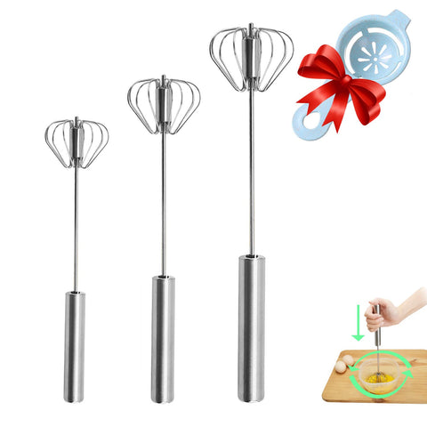 Jninexiu semi-automatic whisk with egg-beater stainless steel for quick, even mixing.