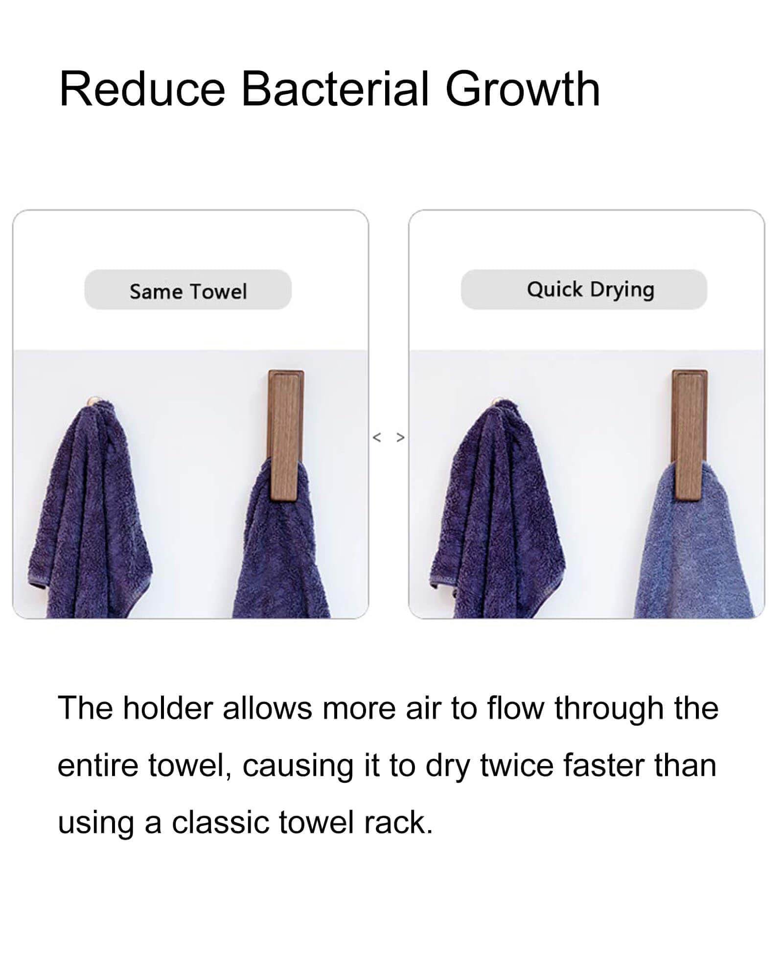 Walnut finish on JINMURY towel hook adds warm natural style