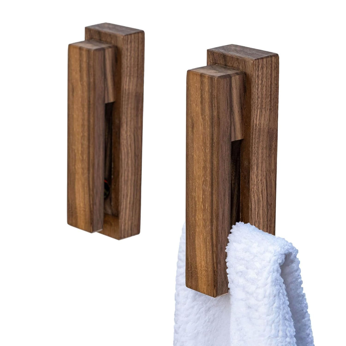 JINMURY walnut wood towel hook set of 2 keeps towels neatly elevated