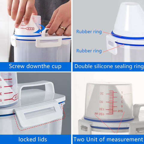 Jioko rice storage bin compact dimensions fit on counters and shelves.