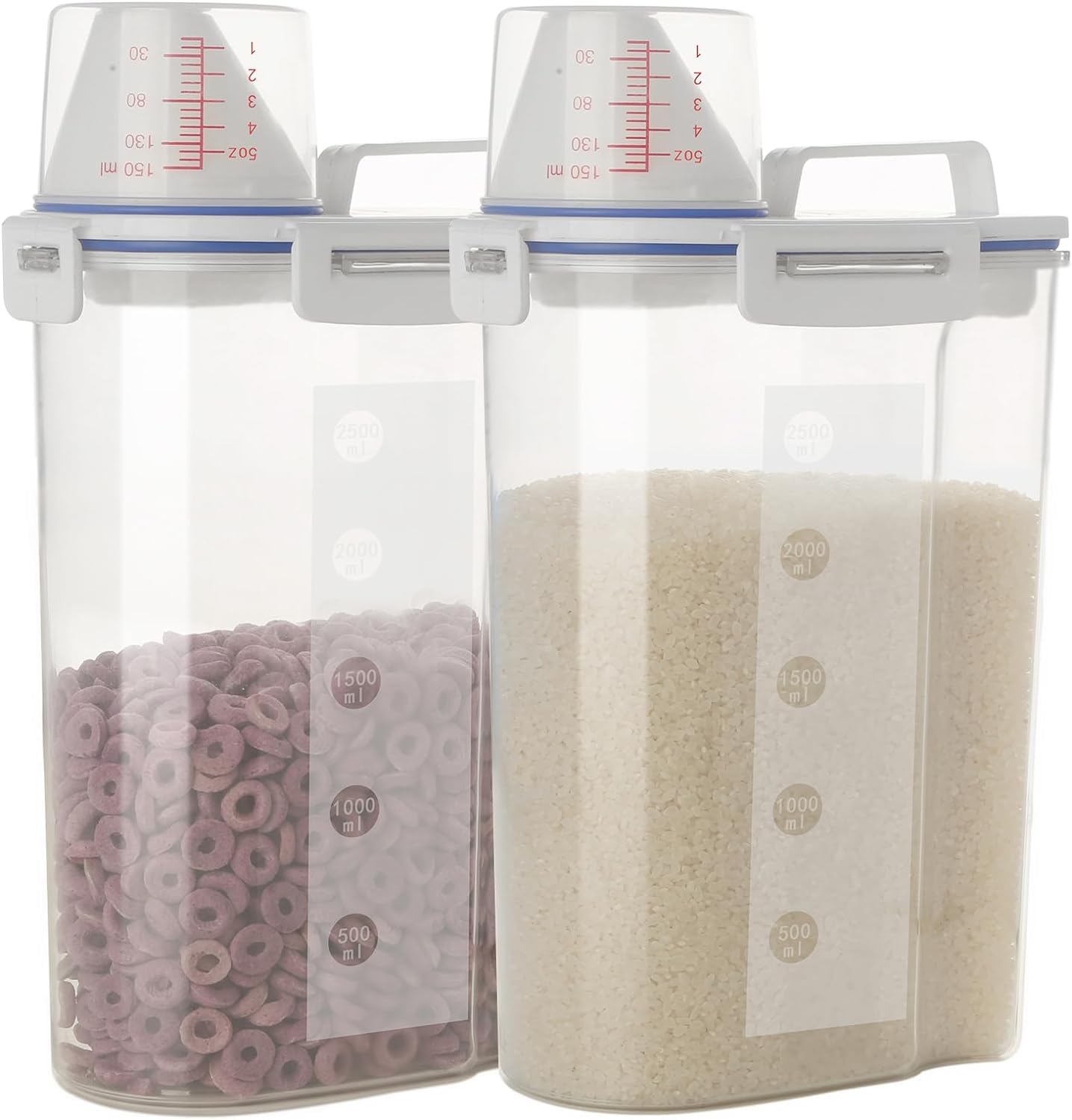 Jioko rice storage bin with pour spout for easy, mess-free serving.