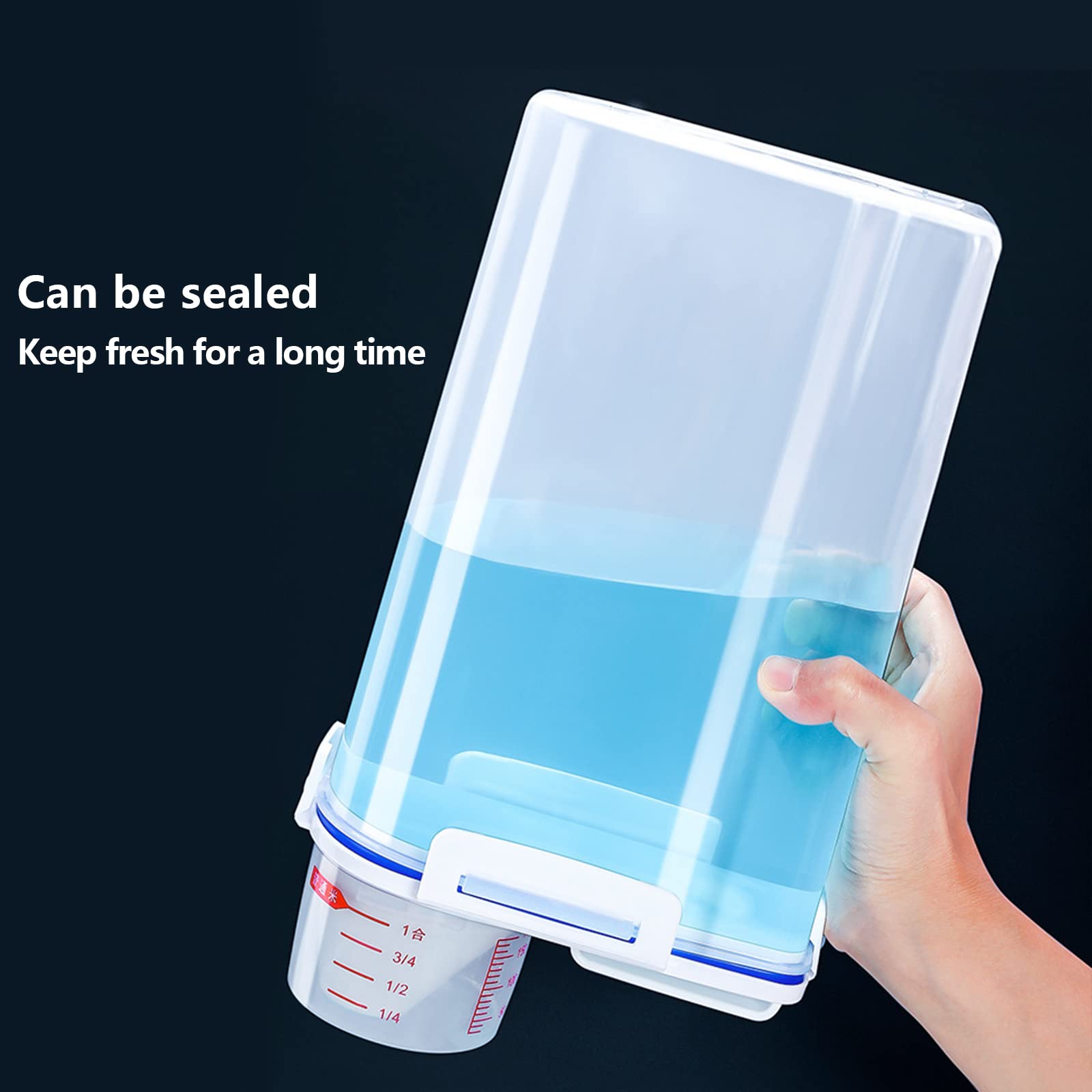 Jioko rice storage bin with two buckles for a secure, airtight seal.