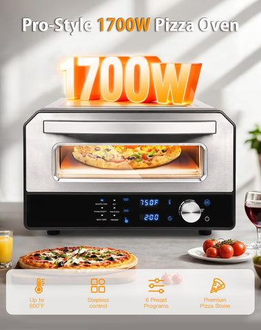 JIPPCL 800℉ pizza oven interior view highlighting even heat for consistent results