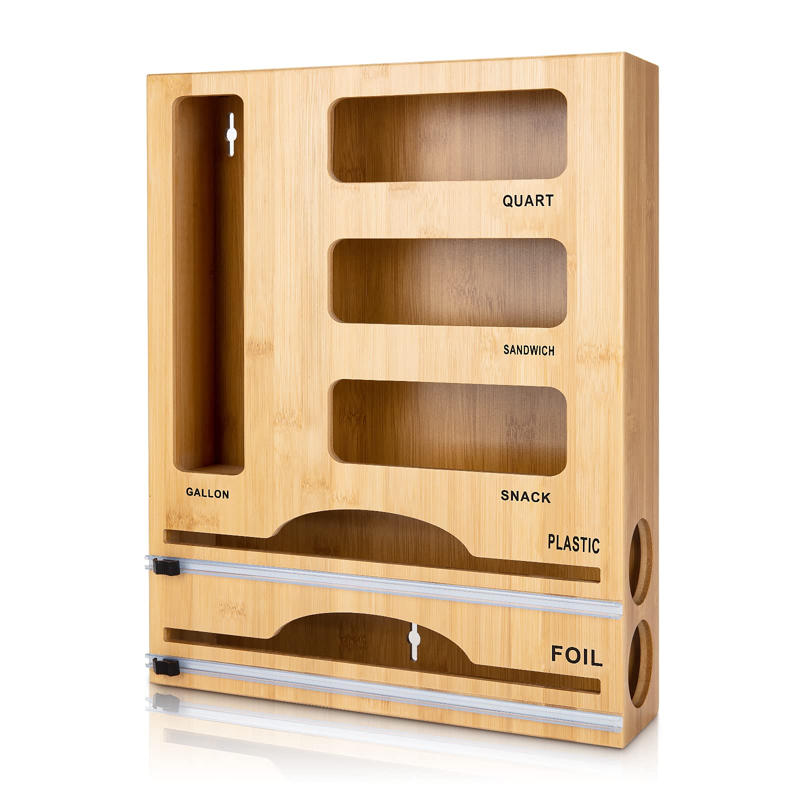 Jitner 6-in-1 bag and wrap organizer fits drawers, keeping kitchen essentials neatly accessible.