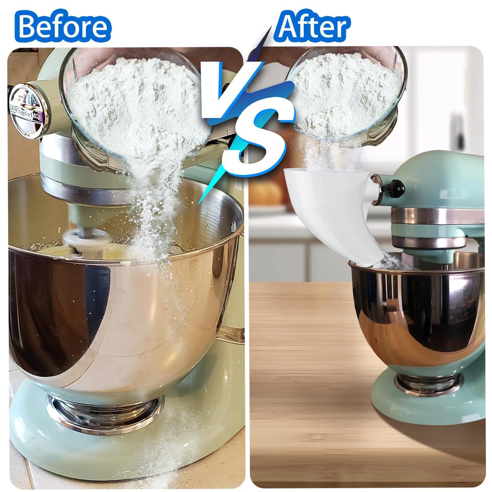 JITUIHOM flour funnel features 30-degree opening for controlled pouring