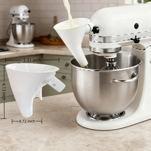 JITUIHOM flour funnel attaches securely to bowl for mess-free pouring