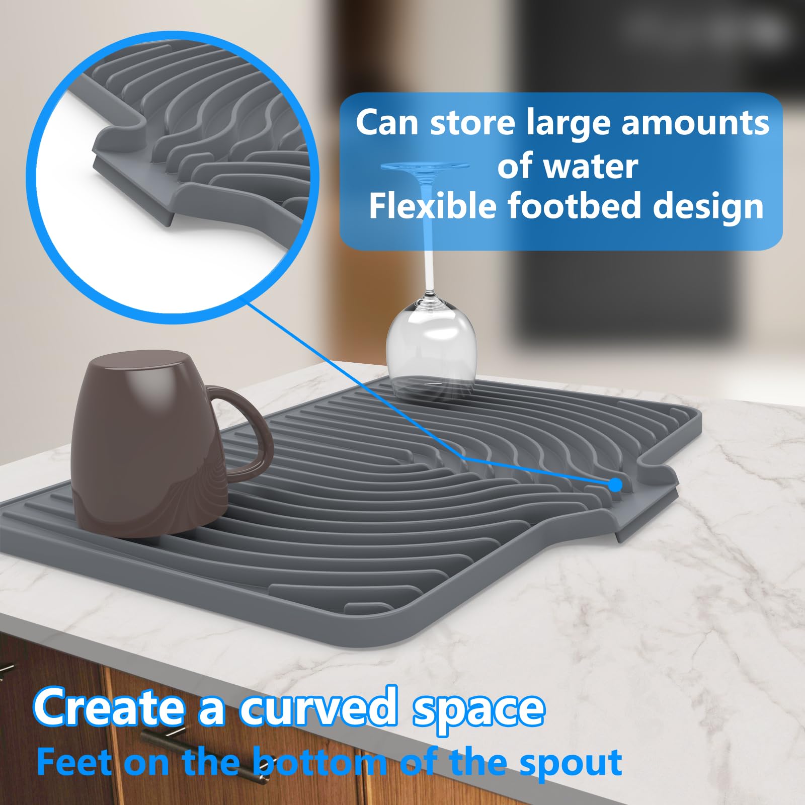 JIUBAR kitchen drying mat easy-clean resists heat and cleans quickly.