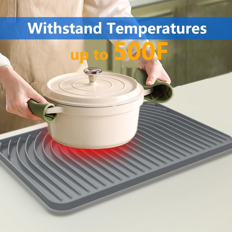 JIUBAR silicone drying mat heat-resistant works with dish racks.