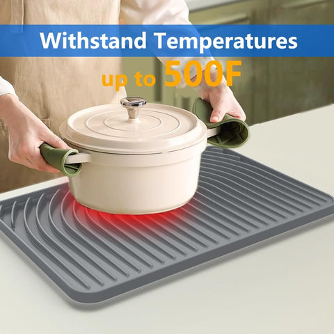 JIUBAR silicone drying mat heat-resistant works with dish racks.