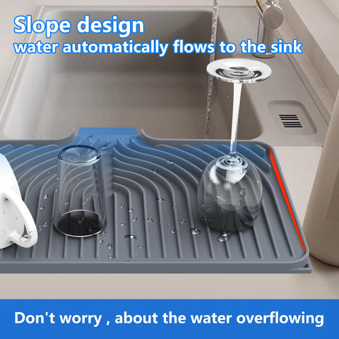 JIUBAR silicone drying mat reinforced provides sturdy support for drying dishes.