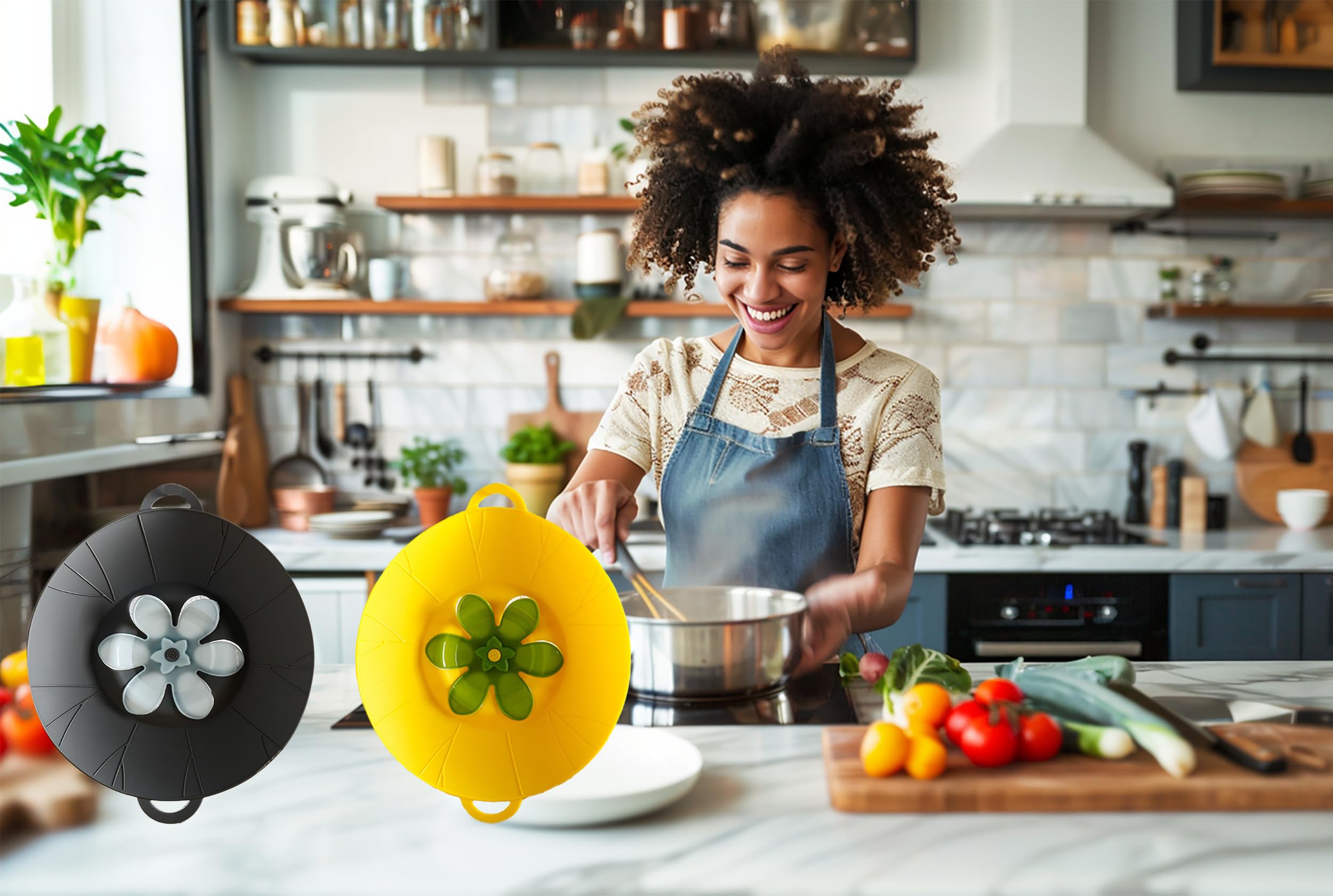 JiuKoSpaces spill stopper doubles as a steamer insert for light steaming