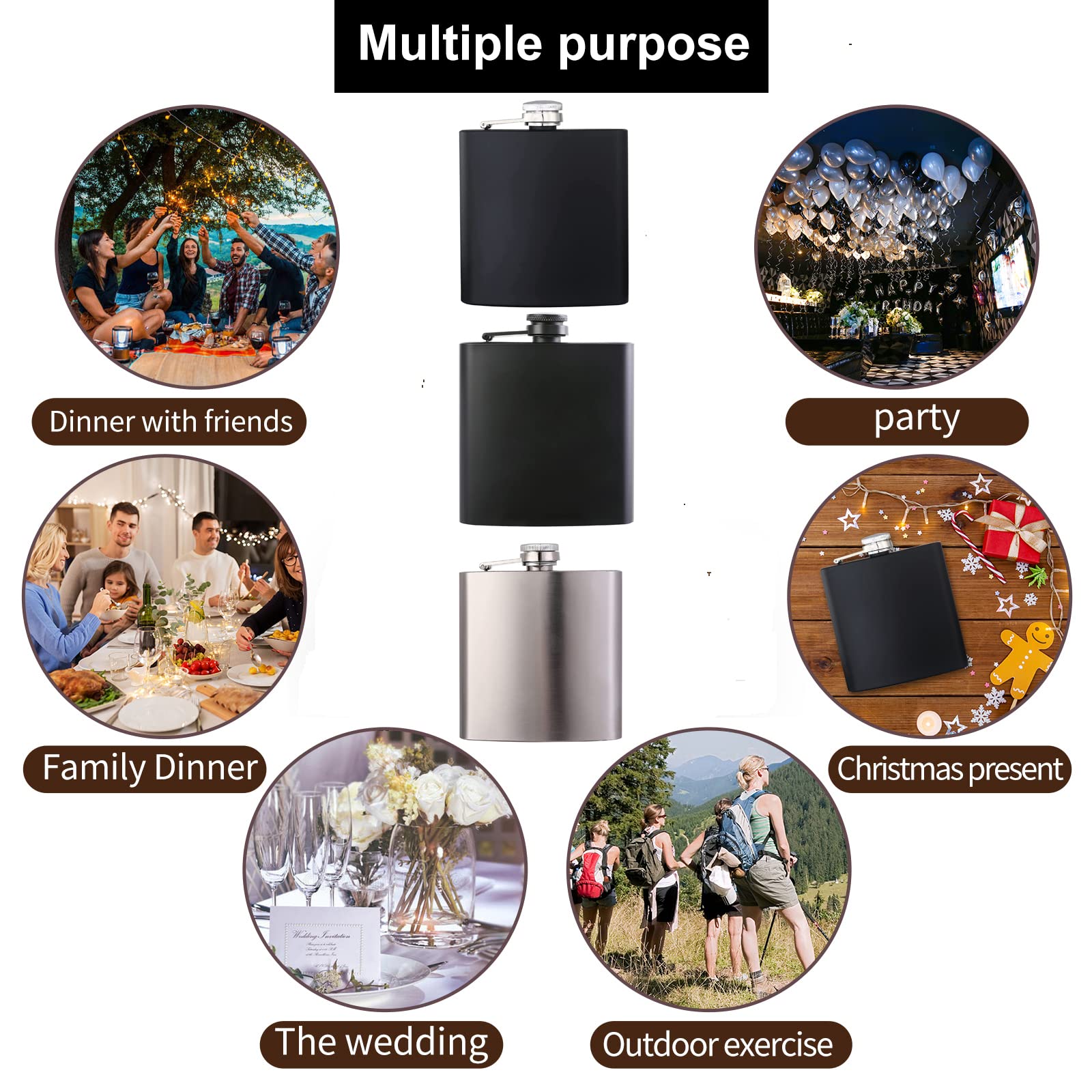 Jiuzhu 6 oz flasks ideal for weddings, parties, and outdoor events.