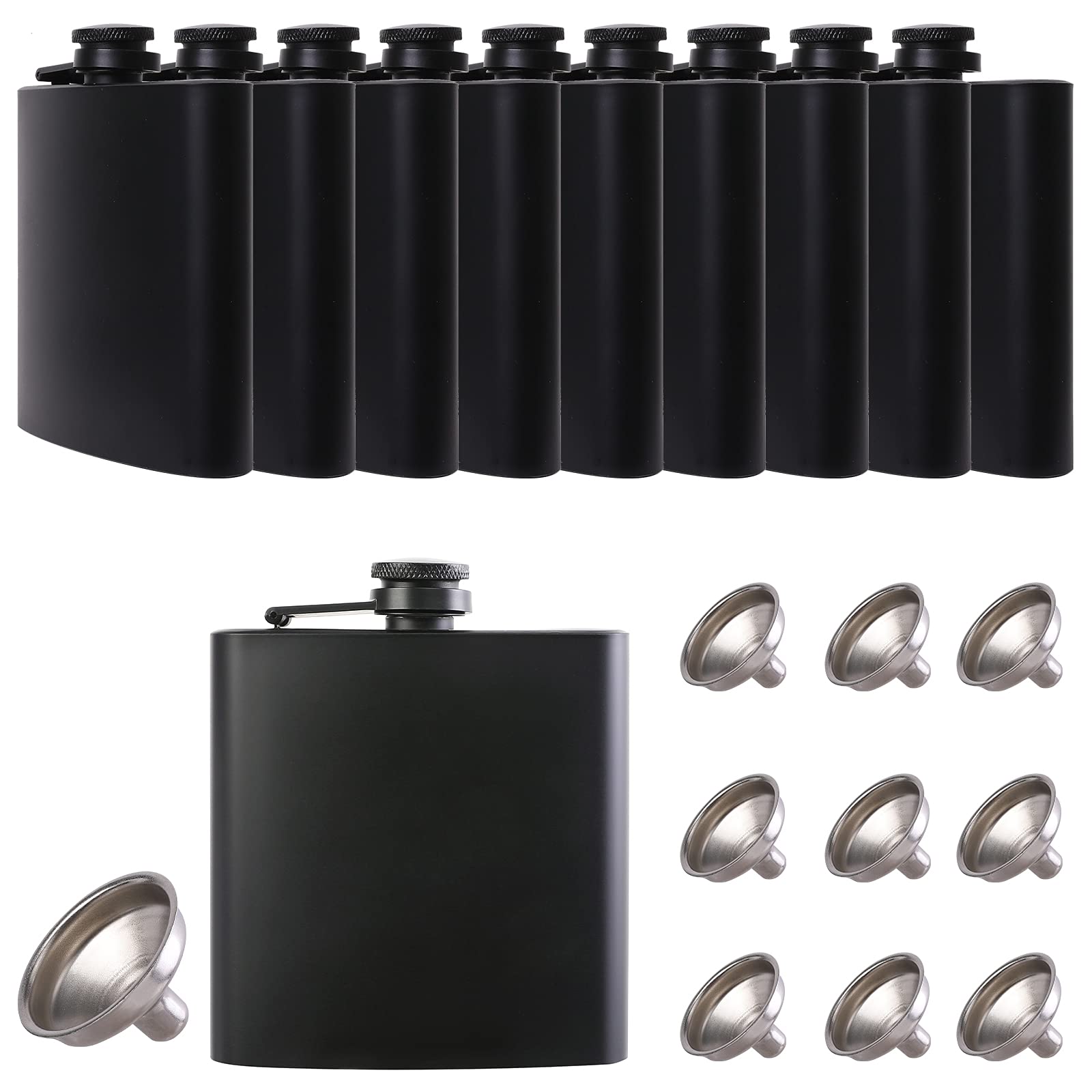 Jiuzhu hip flask 6oz in black, leakproof and easy to carry.