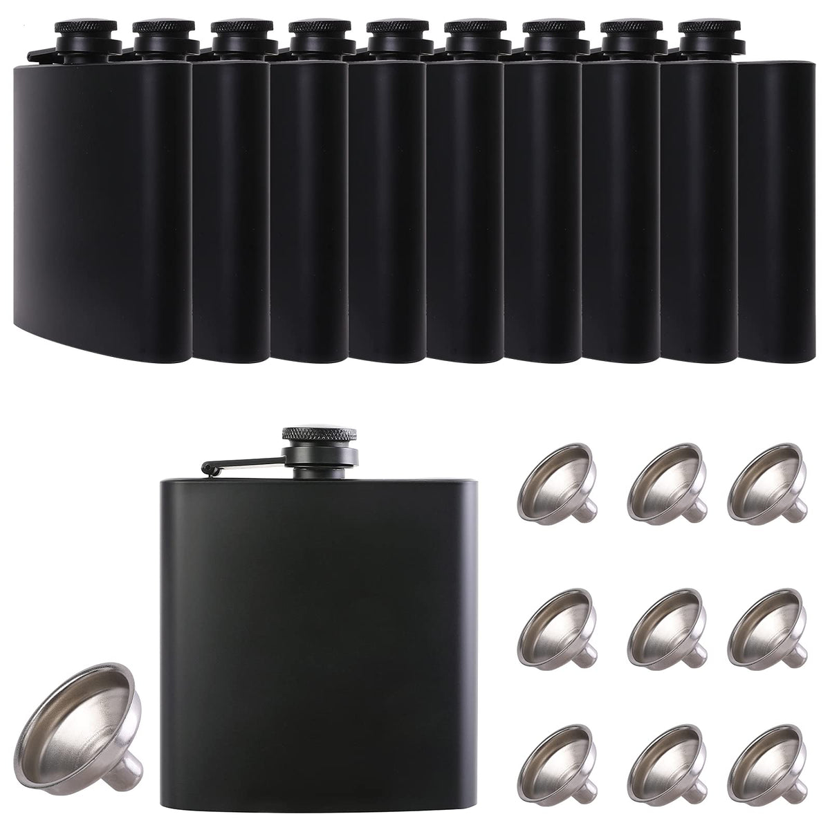 Jiuzhu hip flask 6oz in black, leakproof and easy to carry.